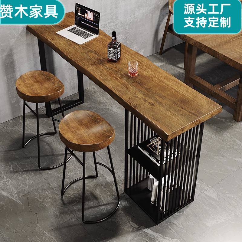 Solid wood bar table household partition small bar storage cabinet wine cabinet balcony long table small apartment kitchen wall