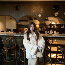 早安公主兔~进口獭兔毛皮草毛毛外套女年轻中长款娃娃领冬季新款