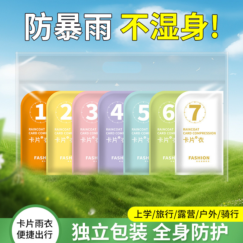 Card type raincoat compressed adult men's and women's long portable outdoor tourism drifting scenic spot disposable raincoat wholesale