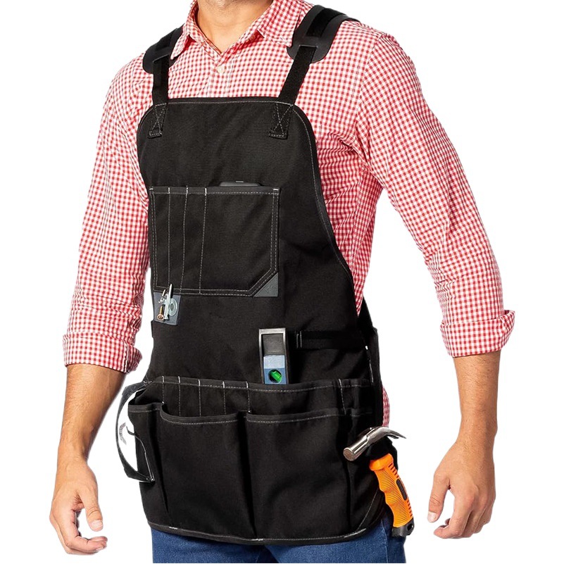 Delantal de lona gruesa transfronteriza logotipo personalizado barbacoa al aire libre electricista carpintería ropa de trabajo herramienta delantal fábrica al por mayor