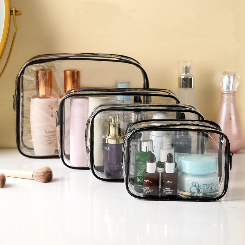 Travel Toiletry Bag Four-Piece Set, Thickened Pvc Transparent Cosmetic Bag, Large Capacity Waterproof and Dustproof Zipper Storage Bag