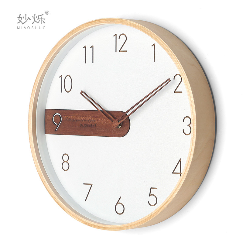 Reloj de pared de madera estilo nórdico - Diseño simple y atmosférico - Para sala de estar y dormitorio - Decoración trendy para Instagram