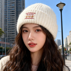 卡爱卡通贴布毛线帽子女秋冬护耳针织帽大头围显脸小保暖冷帽男潮