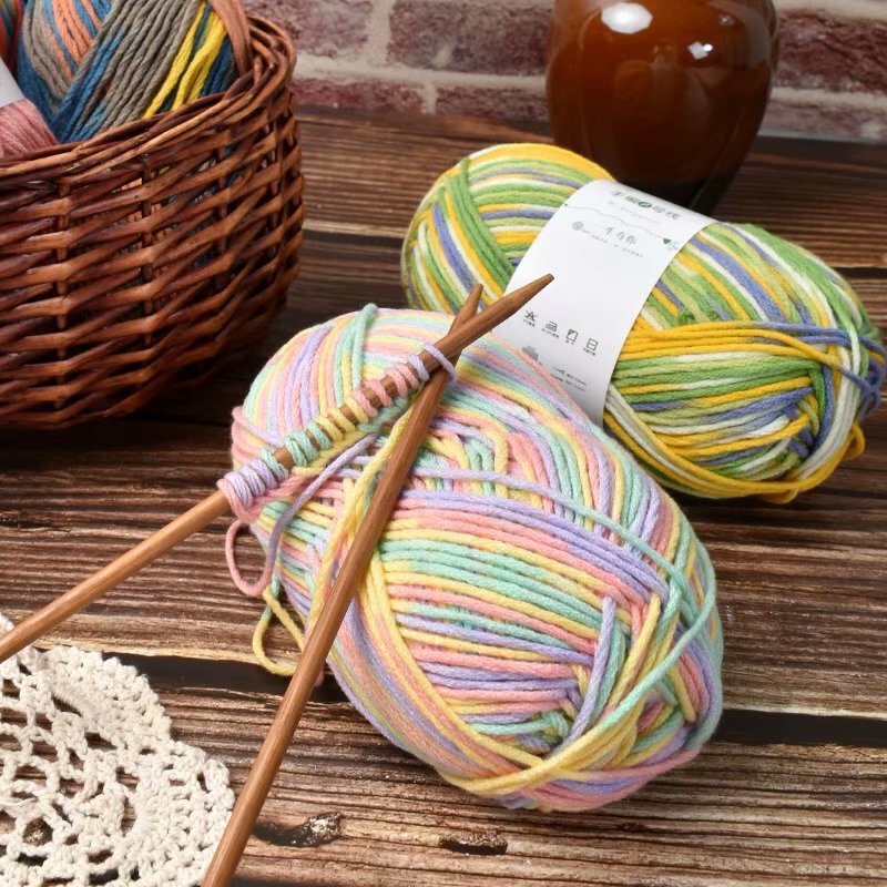 Hand-Knitted No. 2 Yarn, 6-Strand Medium-Thick Knitting Scarf and Hat Yarn, DIY Handicrafts, 6-Strand Yarn Wholesale, Milk Cotton