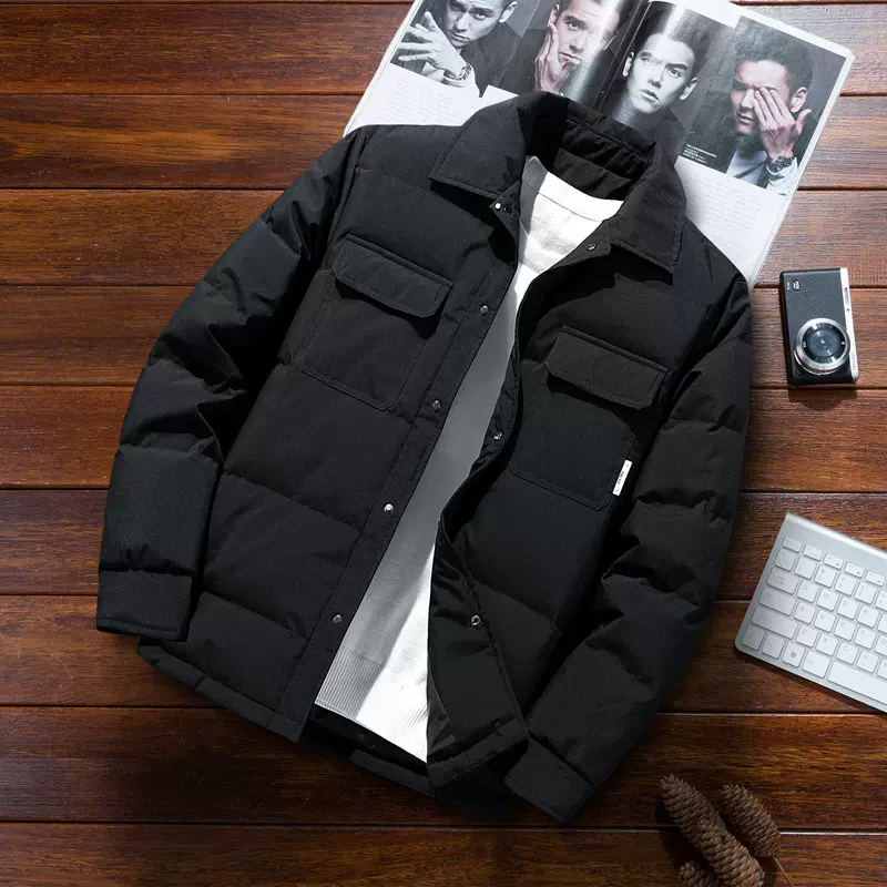 男士翻领羽绒服商务休闲中老年时尚加厚保暖防寒冬天外套时尚百搭