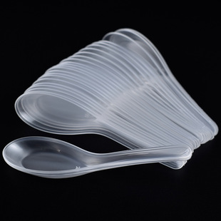 Disposable Spoon Plastic Thickened Soup Spoon Rice Spoon Take-out Packaging Dessert Spoon Transparent Tableware Spoon Commercial X20