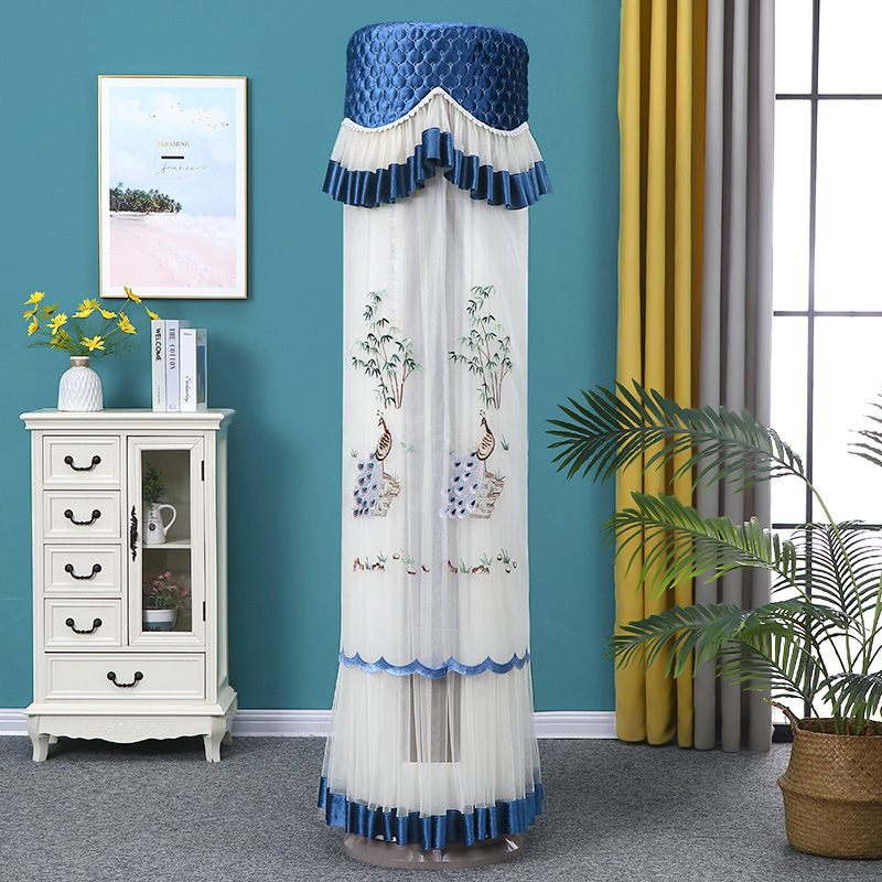 開機不取圓櫃機罩立式圓柱空調罩空調套防塵罩新款蕾絲繡花批發