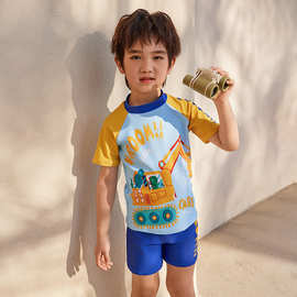 儿童泳衣分体卡通小汽车男童2025新款中大童宝宝速干男孩游泳衣