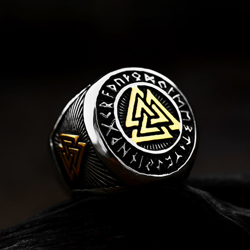 beier Nordic retro Viking letter stainless steel ring wholesale European and American retro animal titanium steel ring