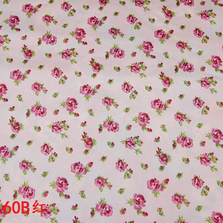 批发温馨米黄底小玫瑰花花蕾纺织布韩式小碎花ab版布艺涤纶印花布