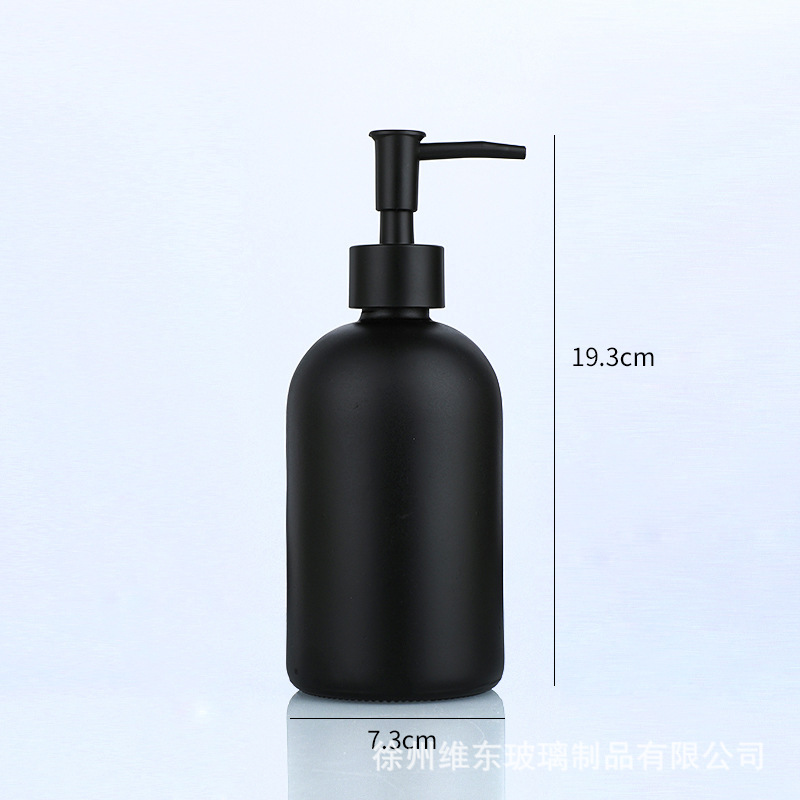Botella dispensadora de vidrio transparente para hotel, con cabezal de bomba a presión, gran capacidad, esmerilada, para desinfectante de manos, champú y gel de ducha, para uso transfronterizo.