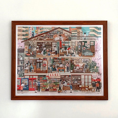 444Z批發3DJP拼圖框架2000實木復古畫框美式相框拼圖框長方形1000