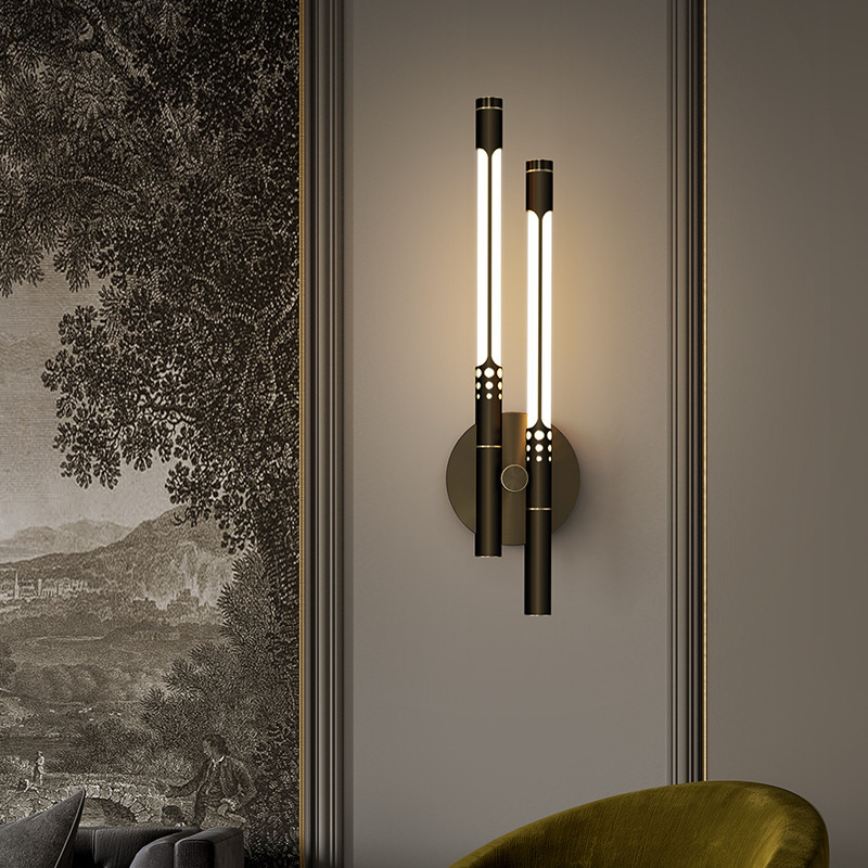 Luz de pared de palo de ayuda moderna simple pasillo luz de entrada nórdica moderna simple sala de estar dormitorio luz de cabezal de cama