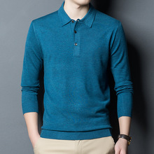 品牌男装长袖T恤2025秋季休闲中年商务男士高端精品舒适羊毛T恤