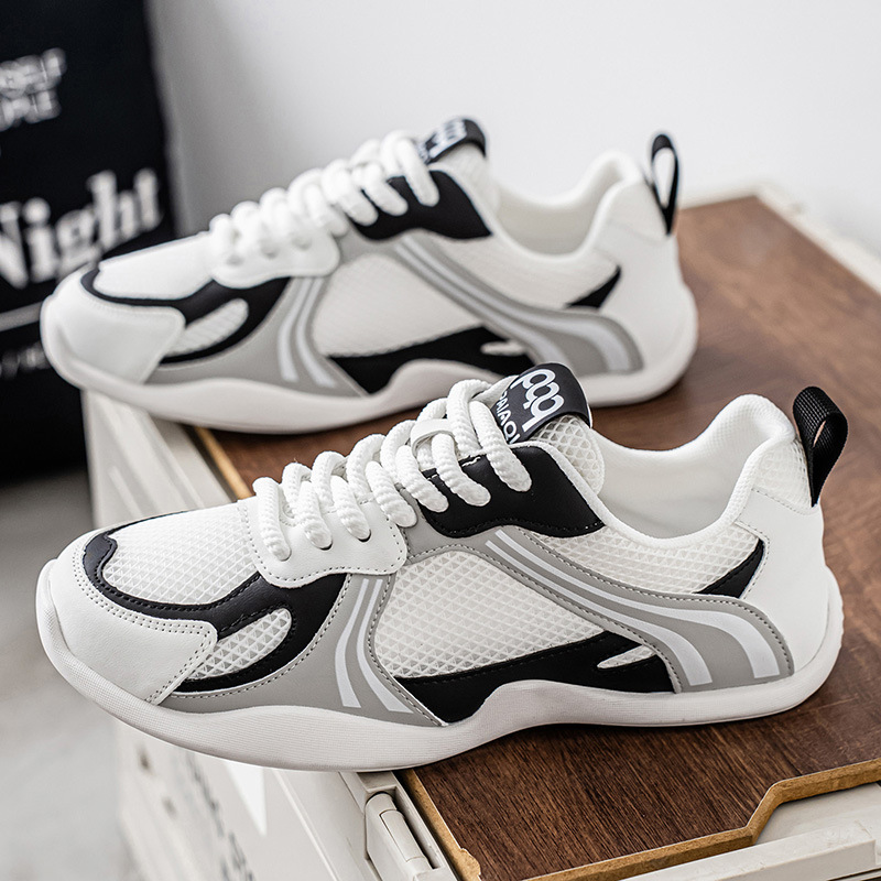 Zapatos de hombre de malla ligera y versátil, estilo de moda, sensación de alta gama, lujo ligero, primavera nuevo estilo con cordones, modelo de red de red de corte bajo 2025