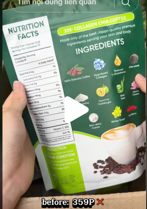Collagen Chia Coffee Mix 35g Instant Cold Brew Sachets with Chia Seed Powder for Home Use quality and texture