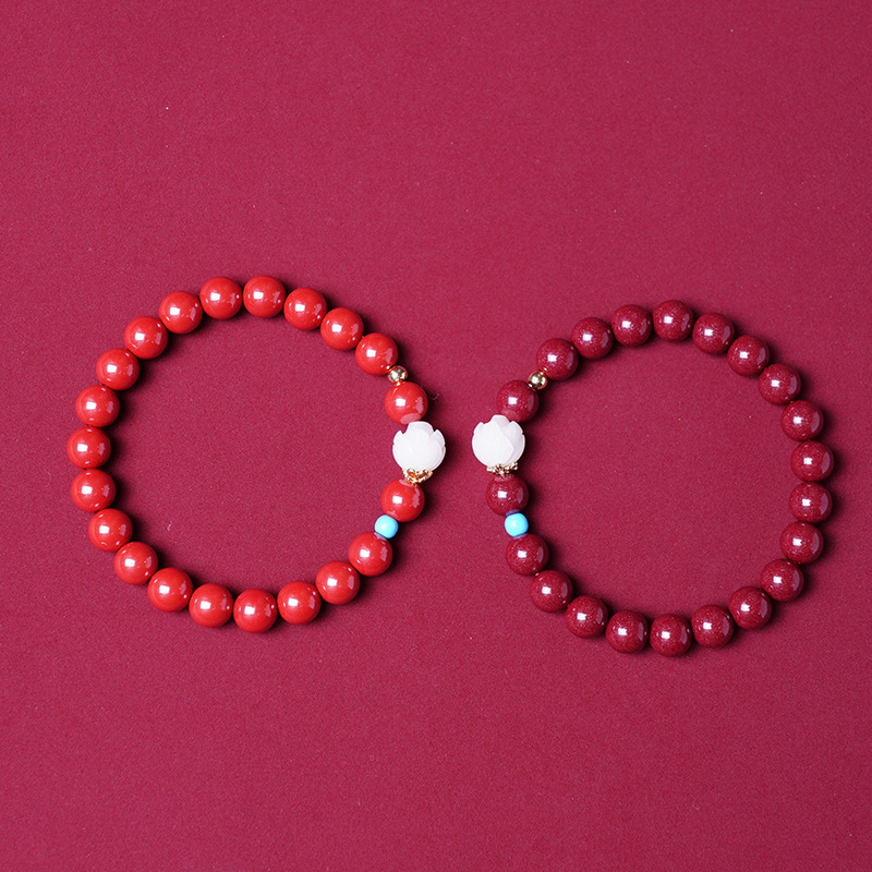 天然紫金砂原礦帝王砂硃砂原石手鍊女菩提根蓮花手串批發