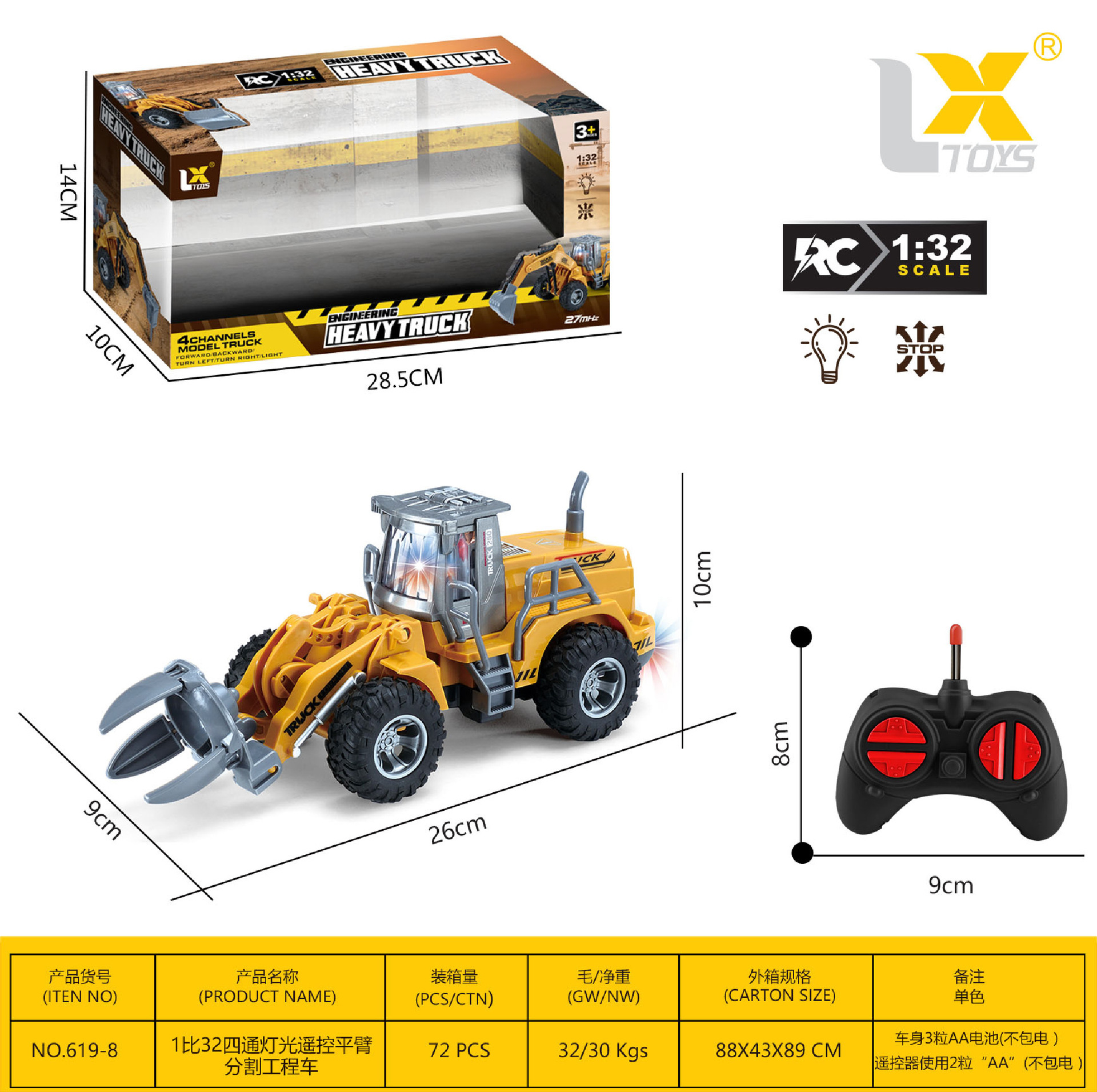 Lightweight, scale 1:32, remote control