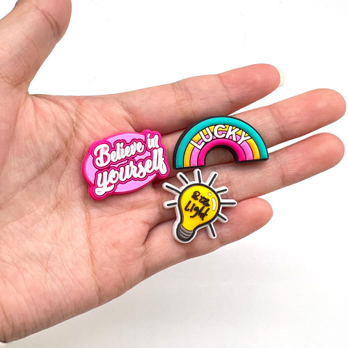 Non-infringement inspirational phrase series hole shoe accessories shoe buckle diy accessories cartoon buckle ins decorative buckle croc