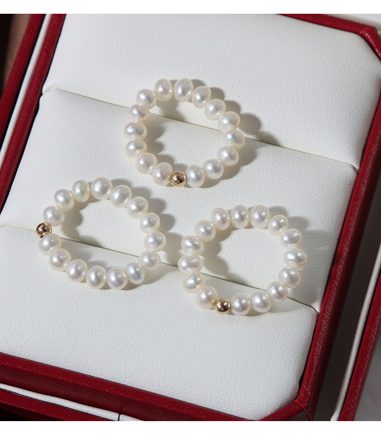 Einfacher Stil Einfarbig Perle Perlen Ringe 1 Stück display picture 5