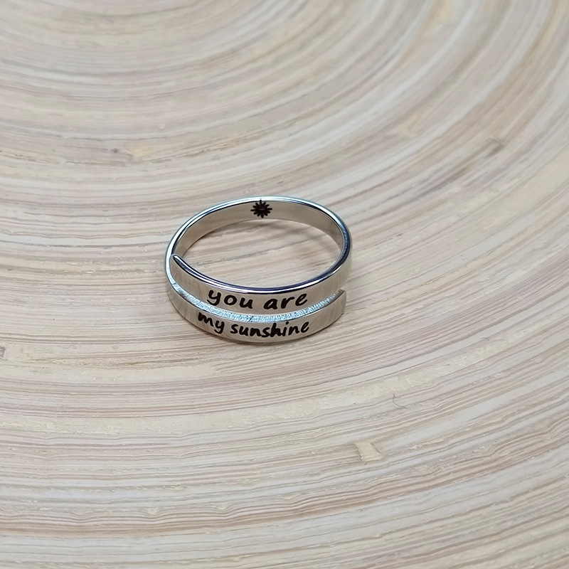 I am enough retro corrosion lettering double stainless steel opening adjustable ring simple lettering ring