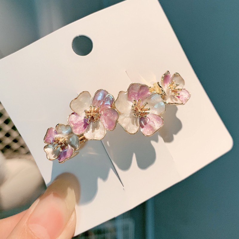 Aceite que gotea flor clip de primavera tocado Cabeza trasera femenina clip superior transfronterizo de alta gama temperamento francés Luz de lujo diseño horquilla