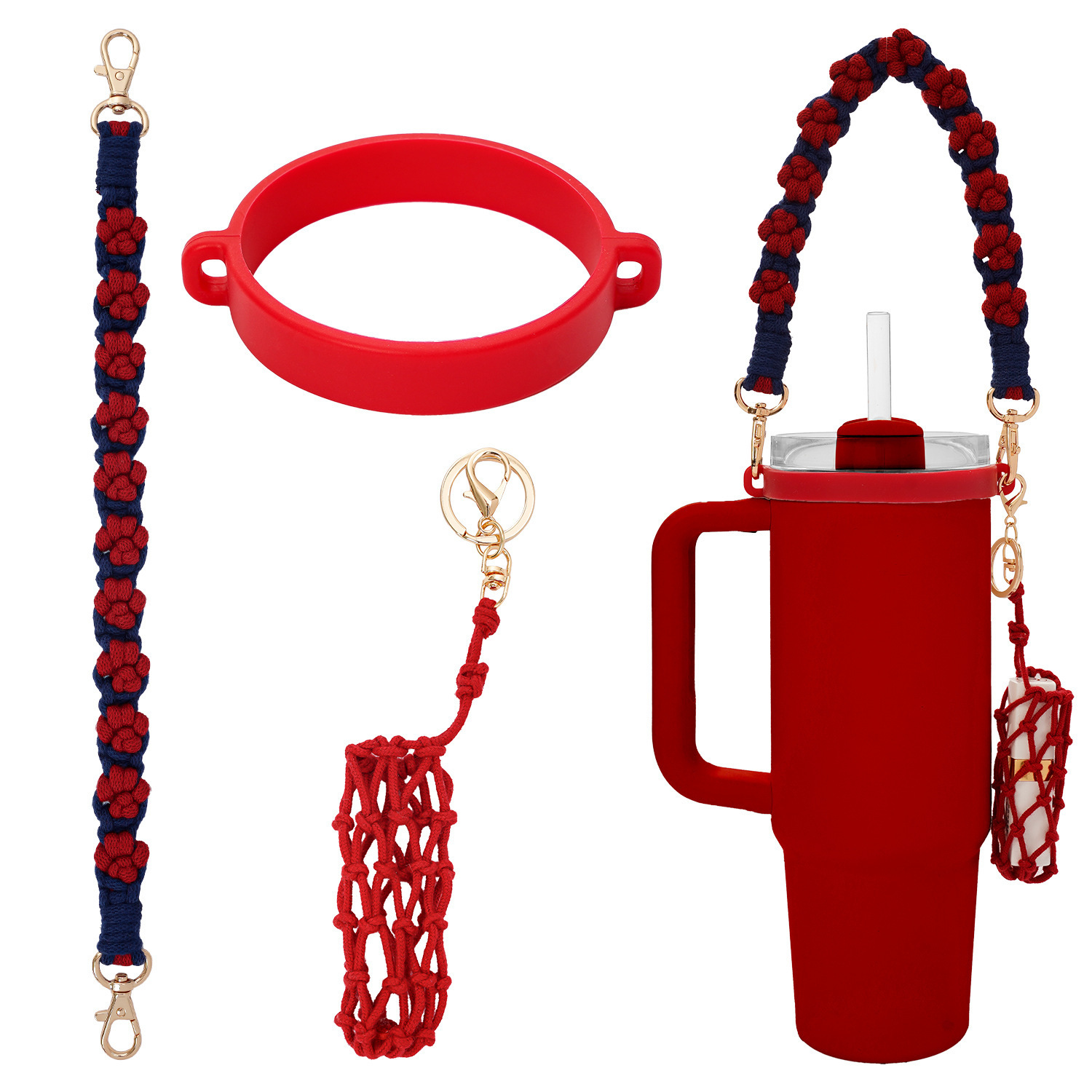 Amazon stanley pequeña margarita flor taza de agua cordón de grado alimenticio anillo de silicona cinturón de taza de agua portátil