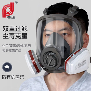 Puda 4007 Gas Mask Full Face Mask Anti-Formaldehyde Industrial Dust/Benzene/Ether and Other Organic Gas Spray Paint Chemical