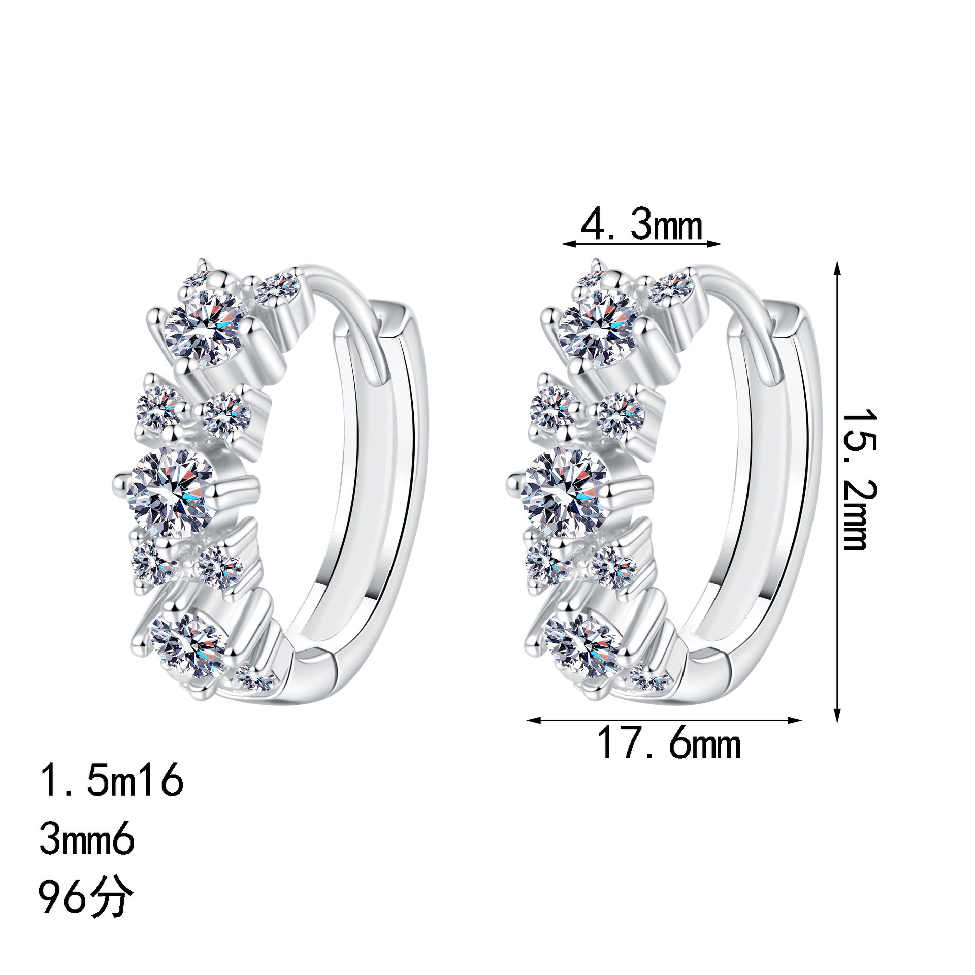 Orecchini a cerchio in moissanite colore d e argento sterling_voghion.com
