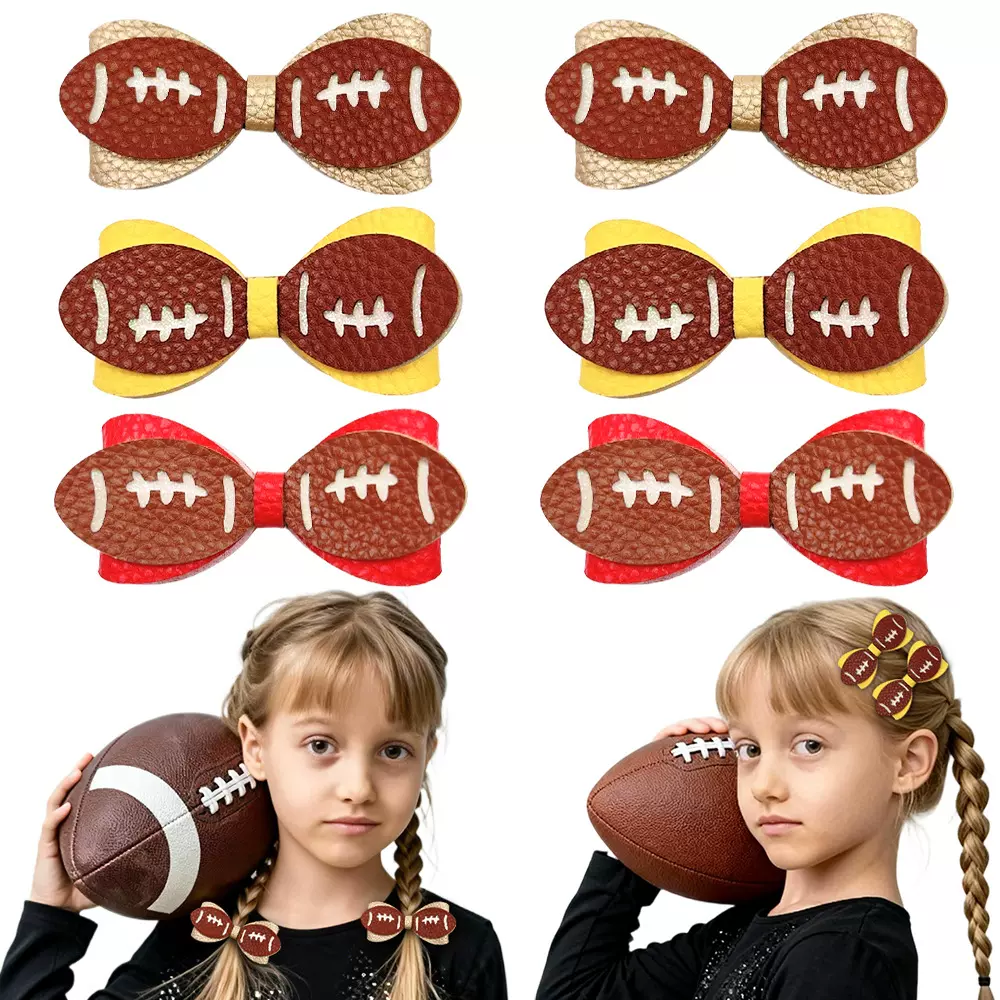 啦啦队儿童橄榄球发夹 跨境亚马逊蝴蝶结发夹 儿童运动会主题发饰