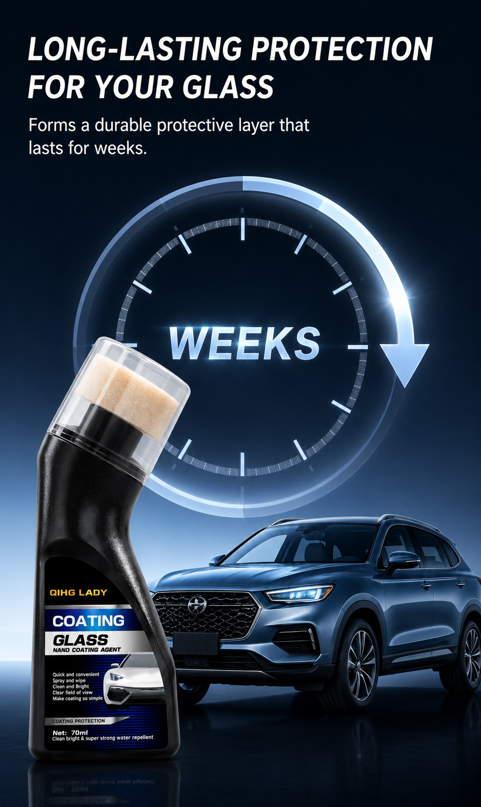 Car Glass Coating Spray Anti-Fog, Waterproof, Water-Repellent, Long-Lasting Cleaner for Car Glass Coating