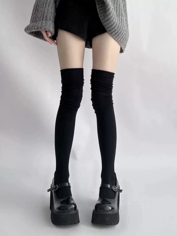 配靴子的袜子女长筒过膝袜白色夏季薄丝袜堆堆袜美拉德长靴jk长袜|undefined