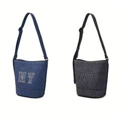 MLB新品デニムバケツバッグクラシックレトロ古い花アルファベット刺繍斜め掛けキャンバスバケツバッグシンプルワンショルダー