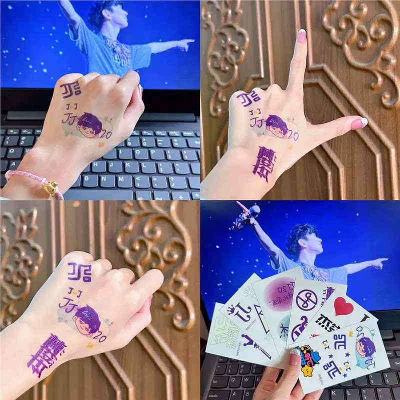 Лин Junjie JJ20 Концерт должен помочь светящийся рисунок наклейки наклейки на лицо вокруг флуоресцентный водонепроницаемый