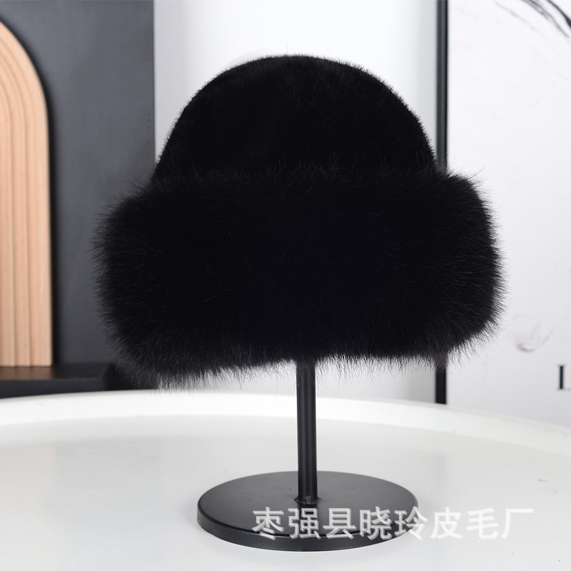 Sombrero de piel de zorro de imitación Sombrero de visón de piel de imitación Sombrero mongol engrosado estilo étnico Sombrero de piel de mujer