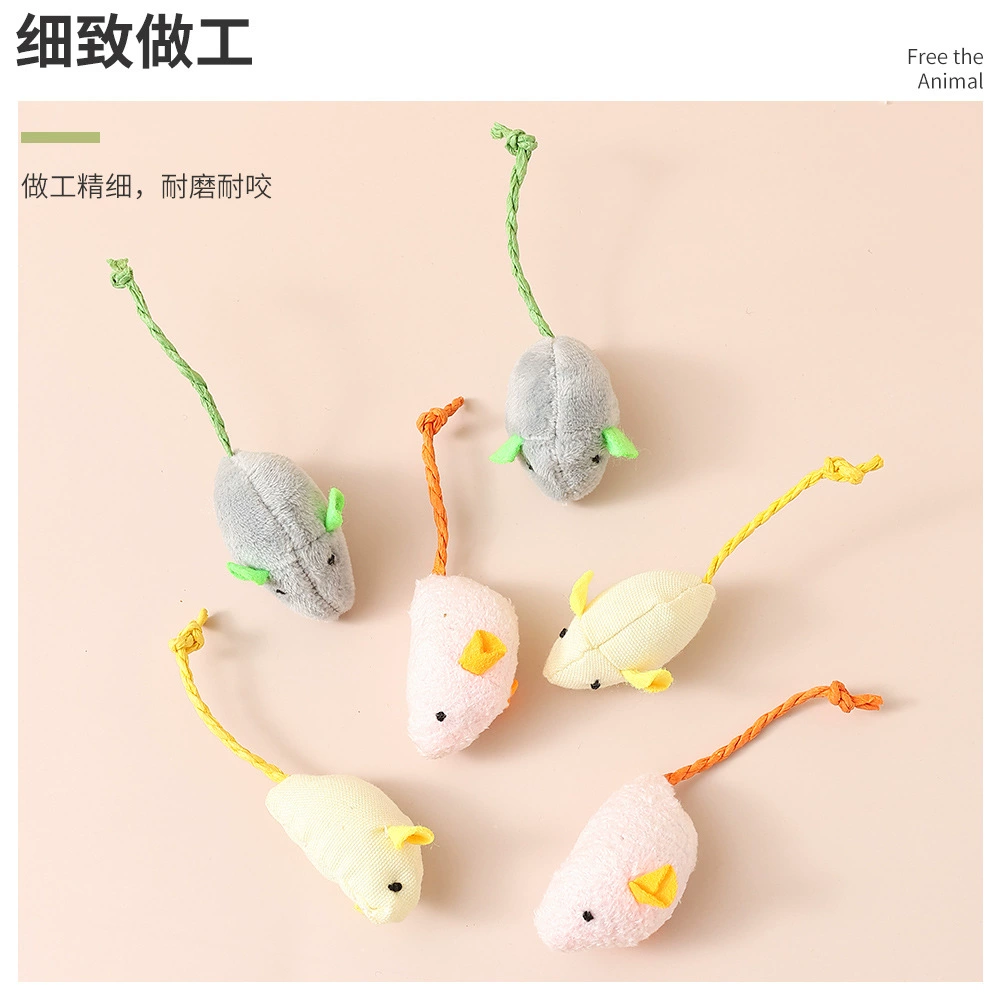 Plush Interactive Cat Toy (Mengcheng) Realistic Mouse, Soft Fabric, Dangling Tail, 3 Colors