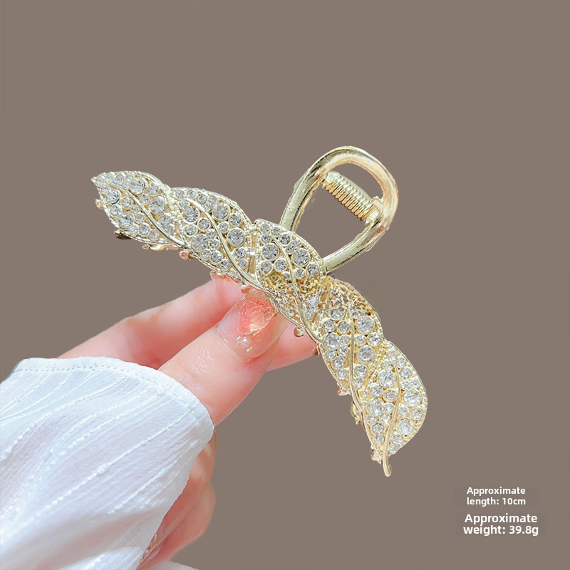 Temperamento Full Diamond Metal Shark Clip Hairpin Back Head Coil Hair Grab Clip Donna Primavera Estate Super Large Clip Copricapo Hair Grab_voghion.com