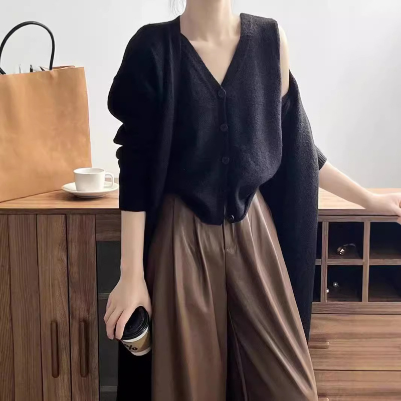 复古中长款毛衣开衫外套套装女秋2025新款宽松显瘦马甲背心两件套|undefined