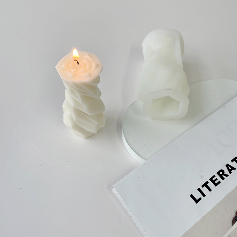 Jiahuimei geométrica diamante columna aromaterapia vela molde de silicona DIY jabón hecho a mano fragante piedra yeso decoración abrasivo herramienta