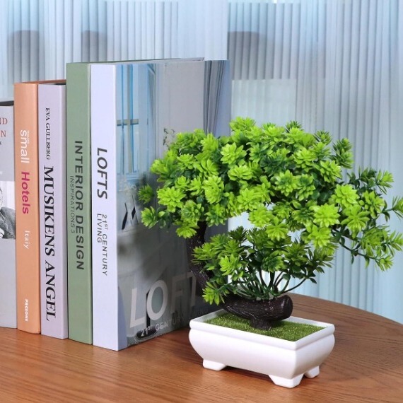 Cross-Border Customization Small Simulation Plant Artificial Bonsai Tree for Bookshelf Bathroom Home Decor Farmhouse Zen