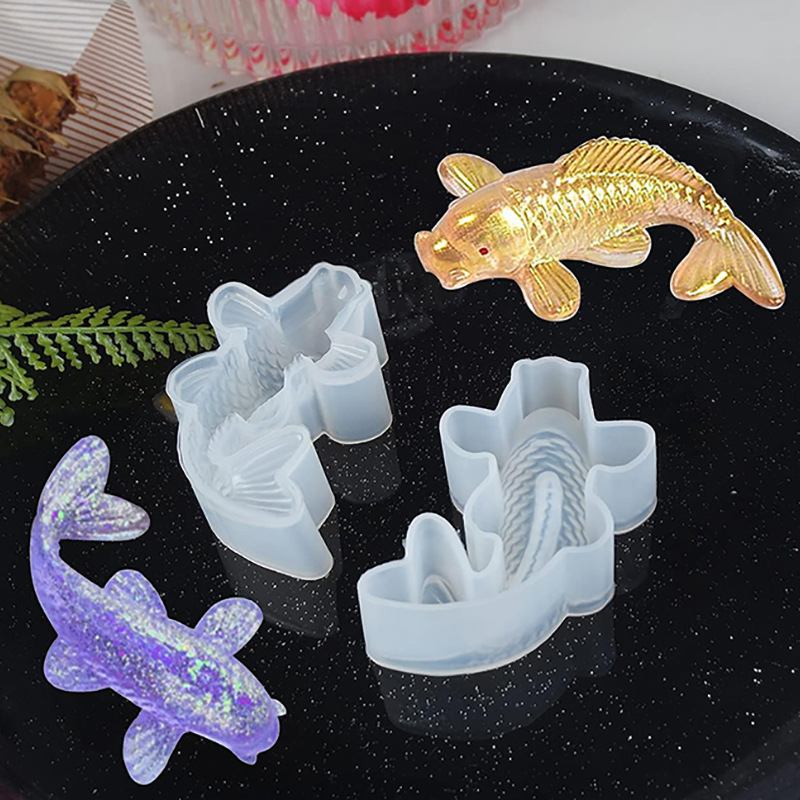 diy silicone mold resin epoxy mirror koi fish silicone mold jewelry gypsum pendant keychain grinding tool