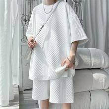 外贸跨境运动服套装男夏季短袖T恤篮球衣休闲短裤两件套韩版潮流