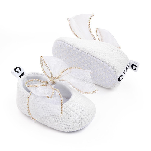 Spring and Autumn 0-1 year old lace bow princess shoes, baby toddler shoes, knitted soft-soled baby shoes 2758