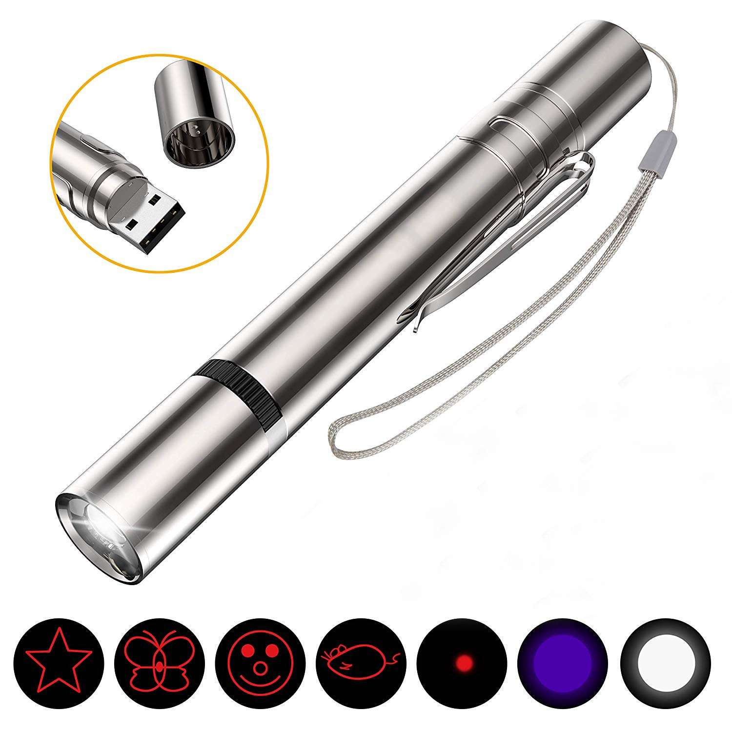 Зарядная лазерная указка дразнит кота домашняя кошка игрушка многофункциональный фиолетовый кошачий мох обнаружение инфракрасного забавного кота палочка