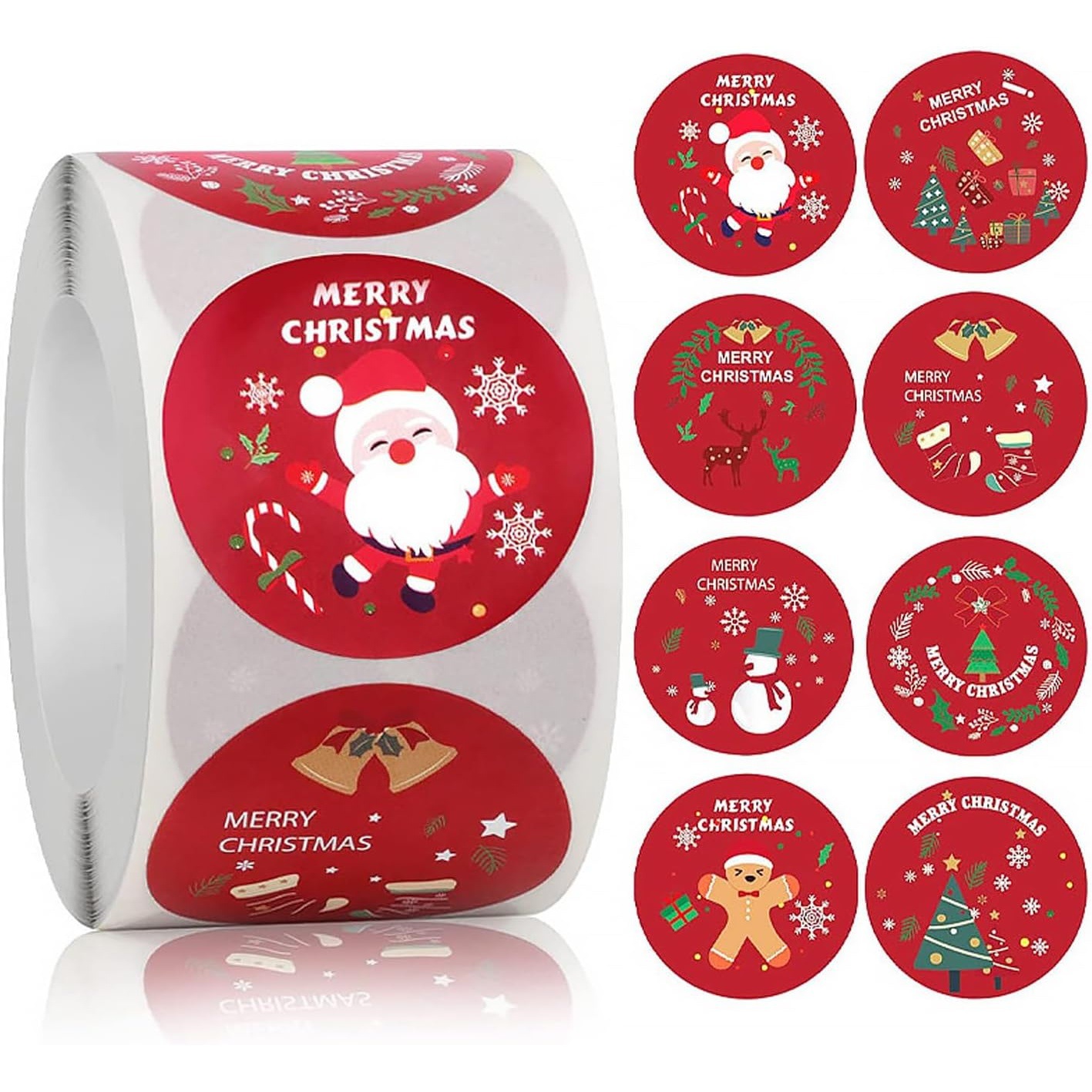 圣诞红大圆贴纸卷装可用于信封礼物圣诞装饰