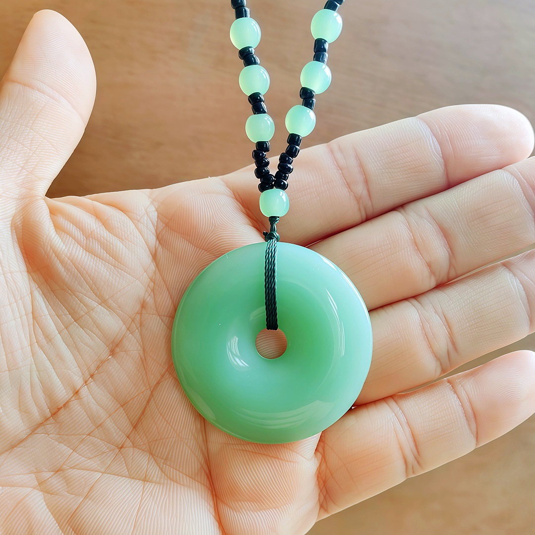 라이트 그린 안전 버클 볼 비즈 스웨터 체인