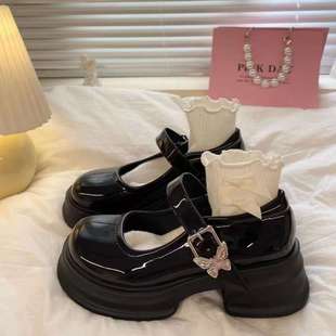 French-Style Single Shoes with Round Toe, Thick Sole, Retro Leather Shoes, 2025 Spring New Japanese British Black Dress Mary Jane Shoes