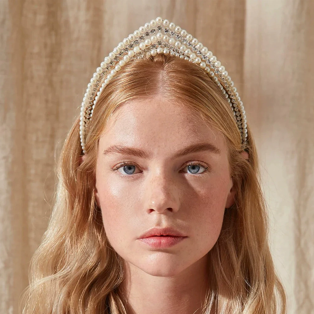 Трансграничные горячие продажи свадебные жемчужные обручи для волос Роскошные изысканные минималистские премиальные платья принцессы Headwear