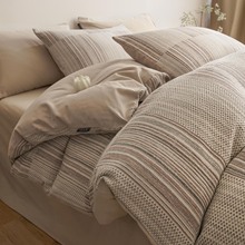 100%全棉新疆棉磨毛提花四件套纯棉四季家用被套单双人床单床笠款