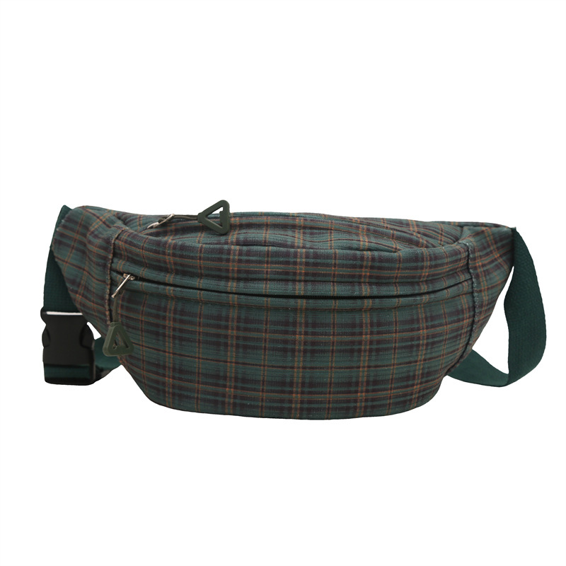 Moda coreana simple estilo extranjero bolso de mochila a cuadros mujeres 2025 primavera nuevo bolso de hombro suave bolso de pecho casual